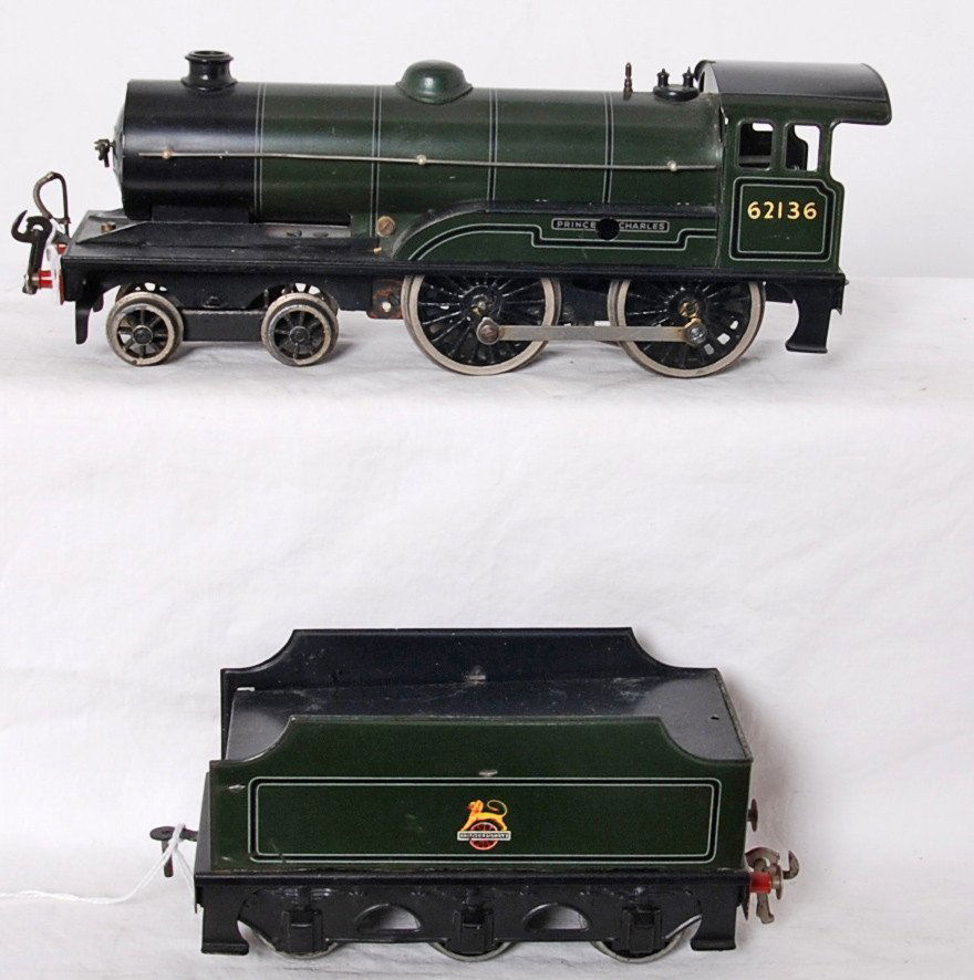 Basset Lowke British Railways Prince Charles 62136: Basset Lowke O gauge British Railways Prince Charles No. 62136 steam locomotive and tender. Loco looks C6-7 and tender has some surface rust/oxidation, so itÕs C6.