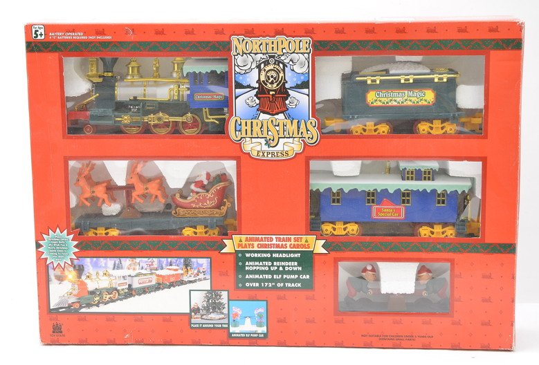 Toy State Ind. 5301 North Pole Christmas Set: Toy State Industrial LTD G gauge 5301 North Pole Christmas Express train set in OB, C8-9.