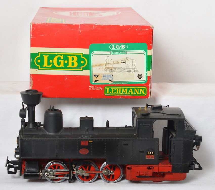 LGB 2070 0-6-2 locomotive in OB: LGB modern G scale 2070 steam locomotive in OB. C6 with some dirt, weathering, decals have been painted with a clear gloss, etc. OB has some light corner and edge wear. One partially broken coupler bu