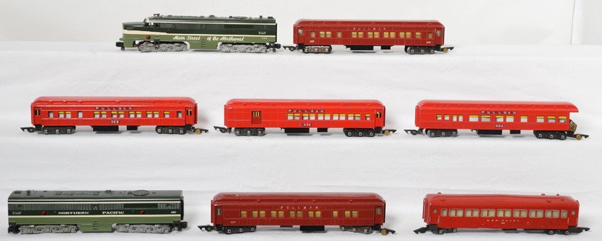 8 American Flyer repainted locos and cars 492 491 654, : American Flyer postwar S gauge repainted locos and cars. Items range from refinished C5 to C7+. Includes Northern Pacific 492 dummy A, 491 Northern Pacific dummy B, 654 observation. 652 coach, 650 wit