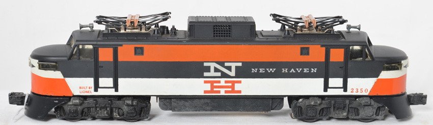 Lionel 2350 New Haven EP-5 diesel locomotive: Postwar Lionel O gauge 2350 New Haven EP-5 electric locomotive, C7. No hairlines in noses and clean battery compartment.