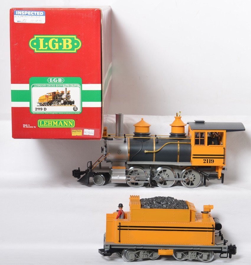 LGB 2119D Rio Grande Mogul: LGB modern G scale 2119 D Rio Grande mogul steam locomotive in OB. Loco tender is unlettered and bell is missing otherwise C7-8 condition with some run time.