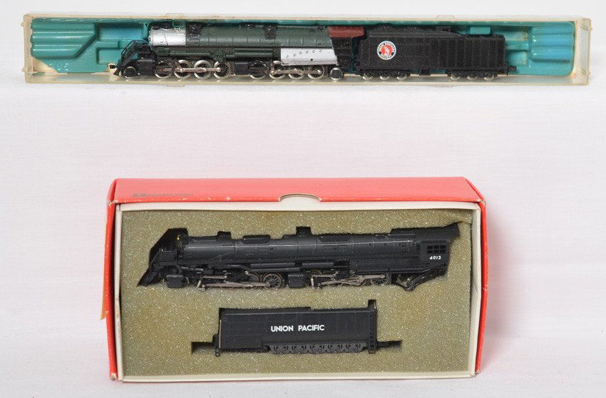 Rivarossi and ConCor N scale articulated locomotives: Modern N scale articulated locomotives. Includes Rivarossi 0001-003602 Union Pacific Big Boy in OB C8-9 and Con Cor Great Northern 2-8-8-2 steam locomotive C8.