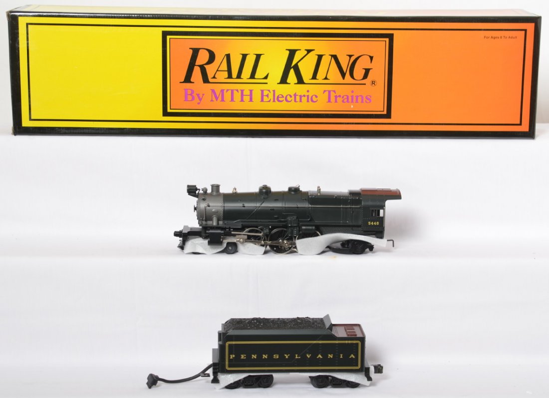 Railking Pennsylvania K-4 with Proto: MTH Railking modern O gauge 30-1138-1 Pennsylvania K-4 steam locomotive in OB. Loco features Protosound, Protosmoke, Protocoupler, and more. Loco is C9 with very faint roller mark, looks to only be fa