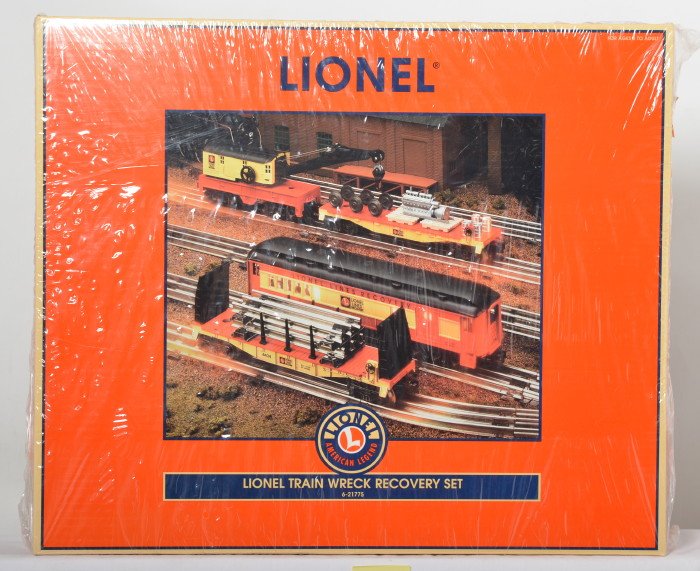 Sealed Lionel 21775 Train Wreck recovery set: Lionel modern O gauge 21775 Wreck Train Recovery set. Set is factory sealed in plastic C10.