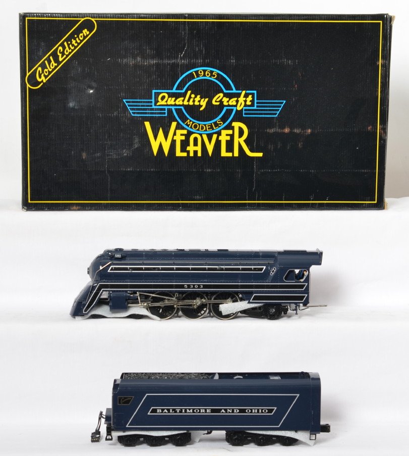 Weaver Baltimore and Ohio Cincinnatian 4-6-2: Weaver modern O gauge Baltimore and Ohio Cincinnatian 4-6-2 Pacific steam locomotive in OB. Catalog number is QC-1079LP. Loco features Protosound, smoke, can motor, and more. Loco is C8 with run time.