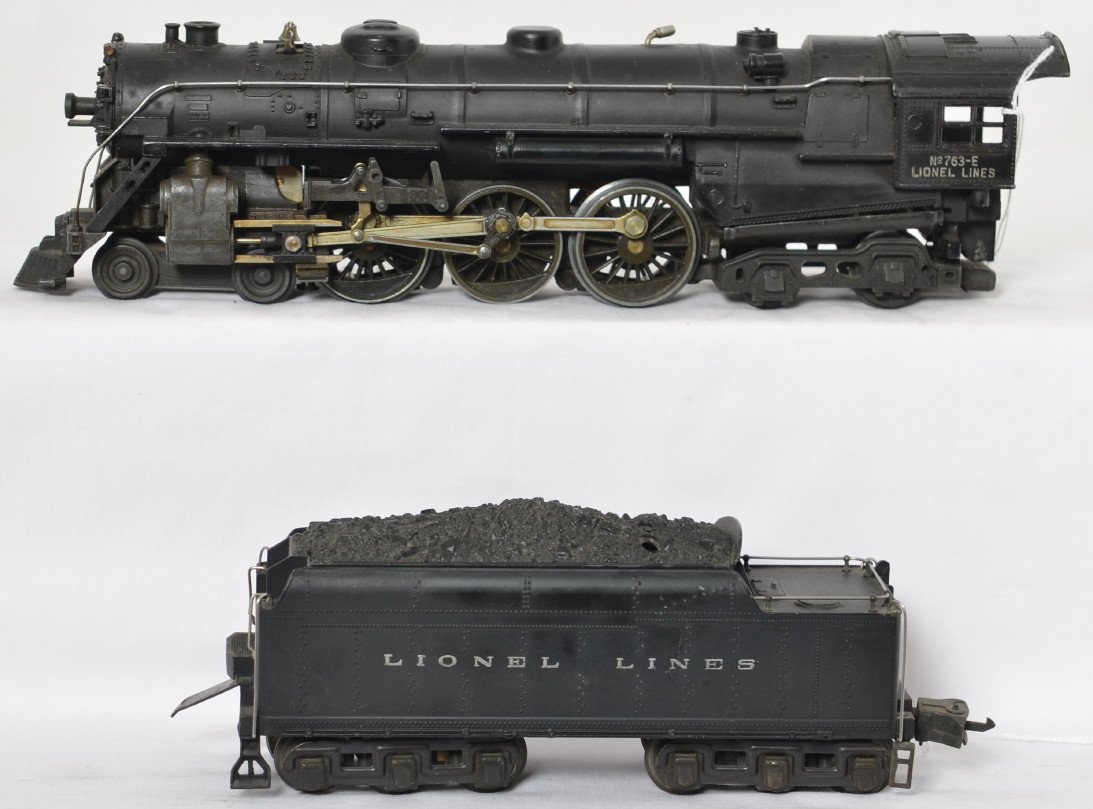 Lionel prewar 763E steam Hudson, 2226W tender: Lionel prewar O gauge 763E steam Hudson with 2226W tender. The engine is nice C6-7, needs a little cleaning. Missing the marker jewels and one of the marker lights is slightly bent. Tender looks nice 