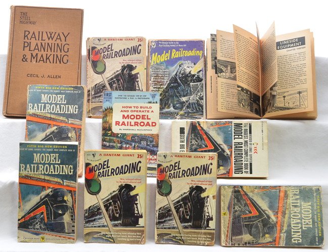 Selection of Model Railroading Books: Selection of books including; paperback Bantum Model Railroading books from the 1950s, How to Build and Operate a Model Railroad by Marshall McClintock and The Steel Highway Railway Planning & Making 