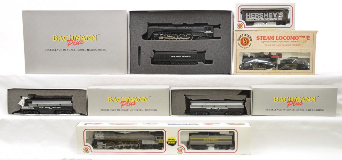 Bachmann Plus HO 31305 31220 31222 HO Hersheys: Bachmann Plus HO scale 31305 Niagara 4-84 steam loco and NYC tender, 31220 NYC EMD F7A and a 31222 NYC EMD F7B all in OBs. Also included is a Bachmann HO scale Union Pacific steam loco and tender, 710