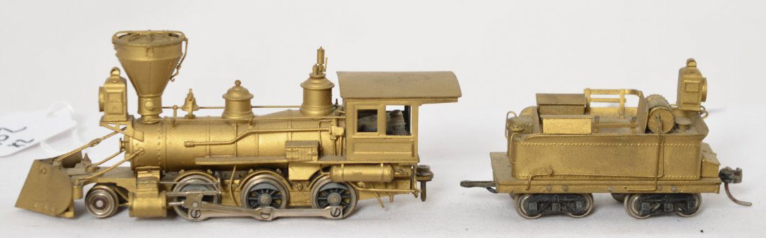Katsumi brass 2-6-0 steam locomotive: Katsumi modern HO brass 2-6-0 steam locomotive. No box. Assumed to be a V&T loco. Loco is C7+ with some light tarnish and a spot on the roof.