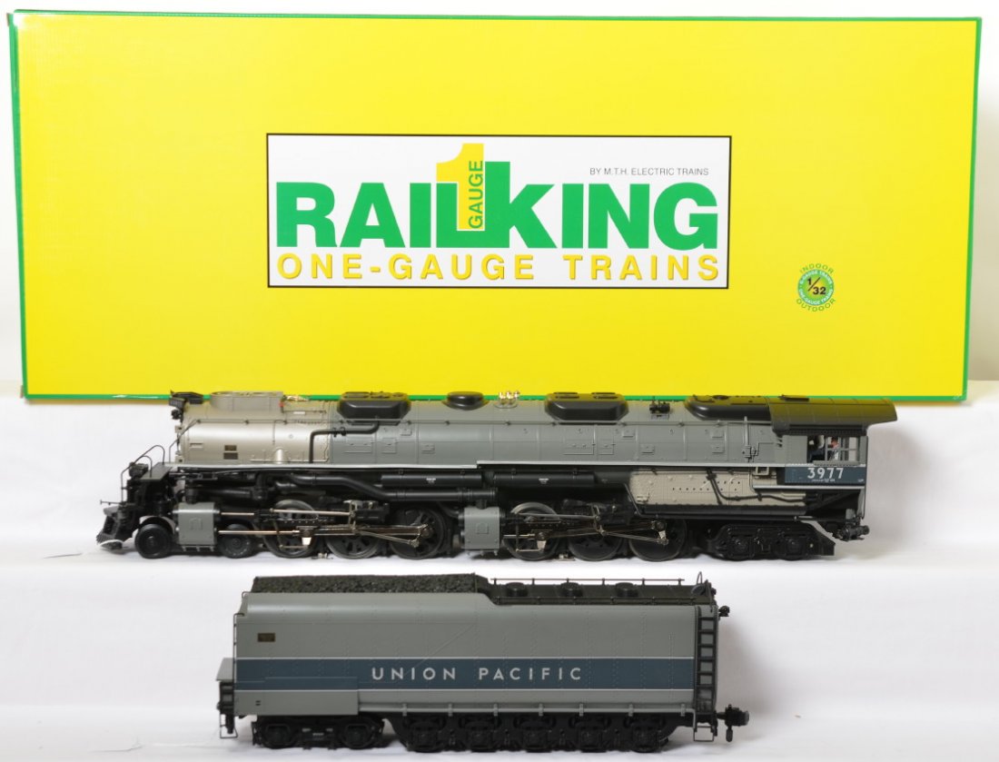 MTH RailKing 1 gauge 70-3003-1 UP Challenger in OB: Modern era MTH RailKing 1 gauge/G scale 70-3003-1 Union Pacific 4-6-6-4 Challenger steam locomotive and tender in original box, C8-9 with run time with literature. Box shows little wear, in shipper.