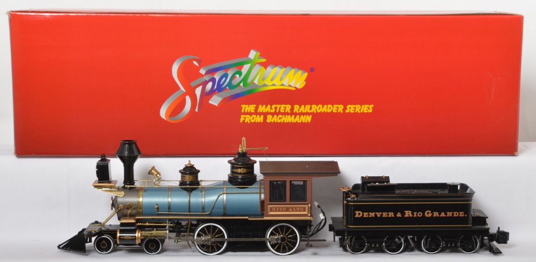 Bachmann Spectrum 81398 Rio Grande 4-4-0: Bachmann Spectrum modern G scale 81398 Rio Grande 4-4-0 Centennial steam locomotive in OB. Loco is C8 with some light run time.