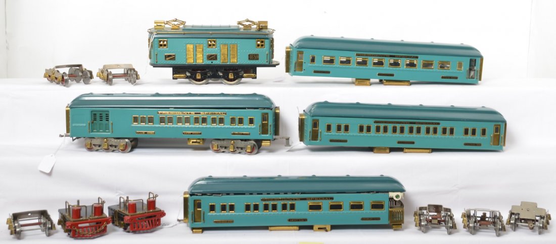 American Flyer PresidentÃ•s Special passenger set,: Prewar American Flyer wide gauge PresidentÃ•s Special passenger train with 4689 boxcab electric locomotive, 4390 West Point Club, 4391 Academy Pullman, 4392 Army-Navy observation, and 4393 Annapoli