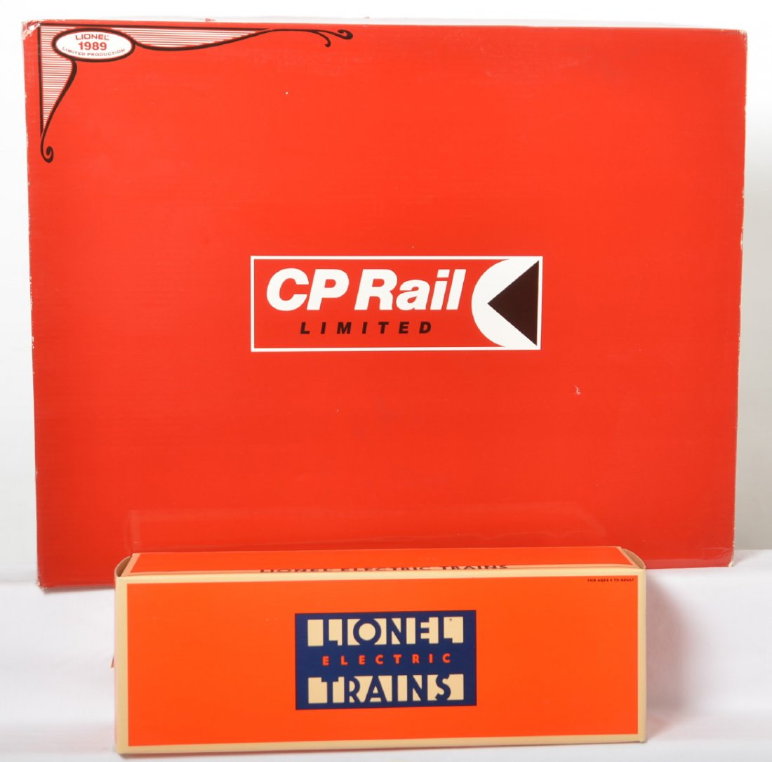 Lionel 11710 CP Rail Limited Set and extra: Lionel modern O Gauge 11710 CP Rail Limited freight set in OBs. Set consists of: 18203 CP Rail SD40 diesel loco, 17107 Sinclair covered hopper, 17500 CP flatcar w/log load, 17200 Canadian Pacific boxc