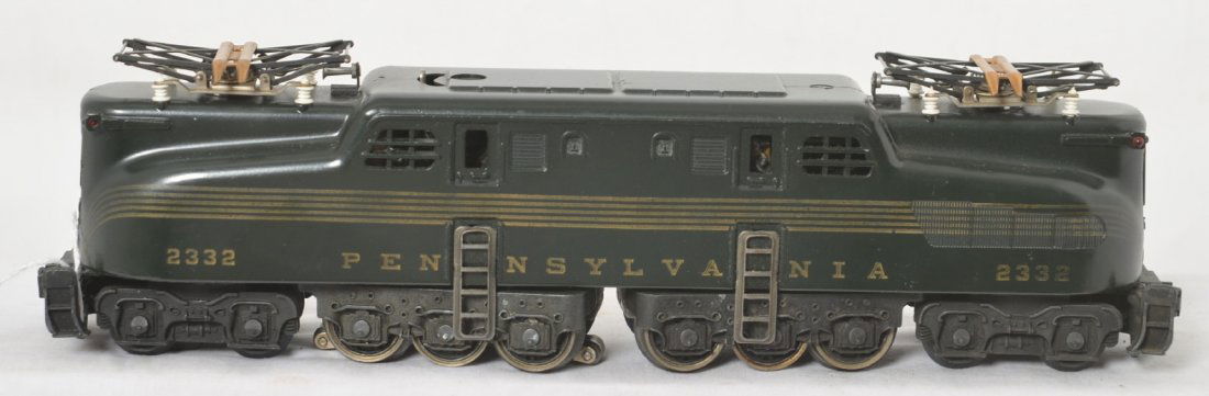 Lionel 2332 Pennsylvania GG-1 electric with fantastic: Postwar Lionel O gauge 2332 Pennsylvania GG-1 electric locomotive with fantastic stripes, C8.