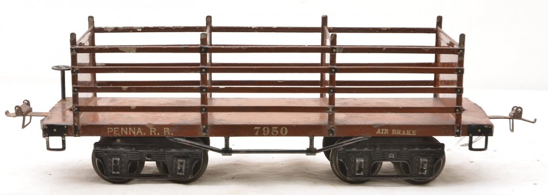 Ives Prewar 1 Ga. 7950 Brown Coke Car: Ives prewar 1 gauge 7950 brown coke car lettered PENNA R.R. Car is C6.
