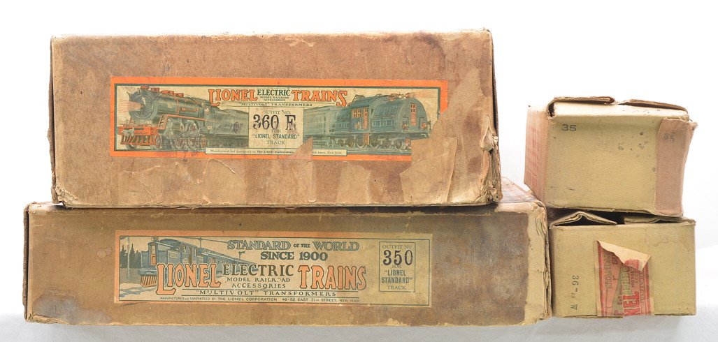 Lionel OBs ONLY for Set 350 35 36 Set 360E: Lionel prewar standard gauge original individual passenger car boxes and set box only for a passenger set no. 350 that included an 8 electric loco, 35 Pullman and 36 observation. Also included is an o
