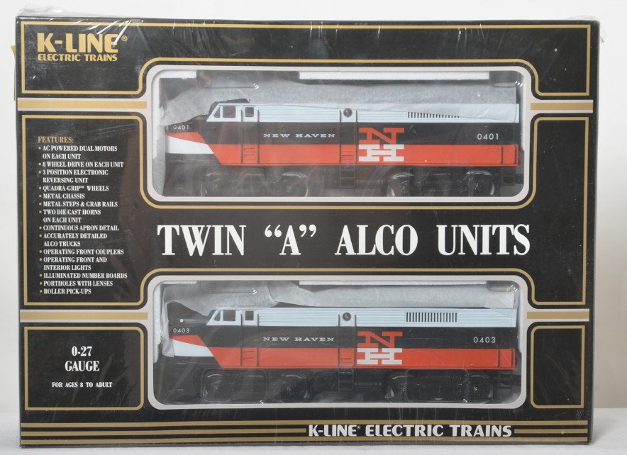 K Line New Haven Alco A-A set sealed: K Line modern O gauge K-21491 New Haven Alco A-A set factory sealed in OBs C10.