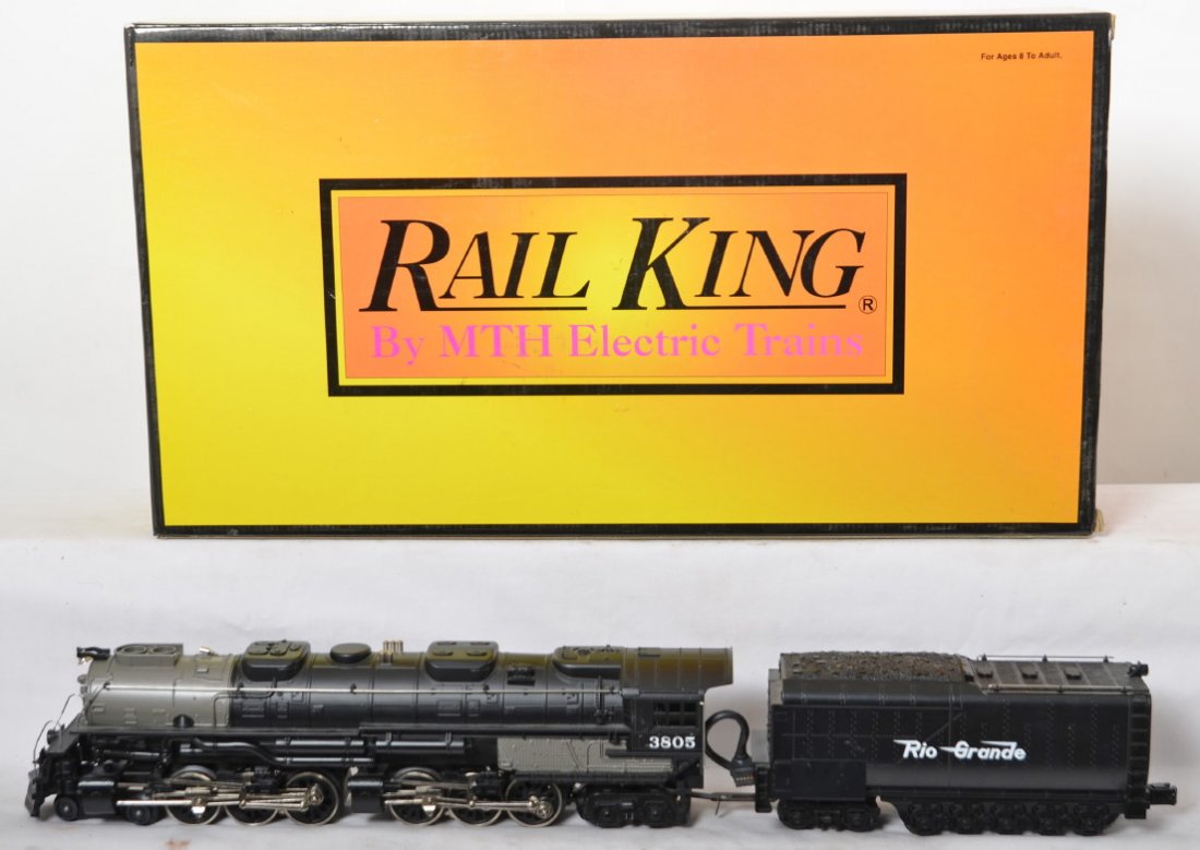 Railking Rio Grande Challenger with Proto 2: MTH Railking modern O gauge 30-1189-1 Denver & Rio Grande 4-6-6-4 Challenger steam loco and tender in OB. Loco features Protosound 2.0, DCS control, Protosmoke, Protocoupler, and more. Loco is C8 with