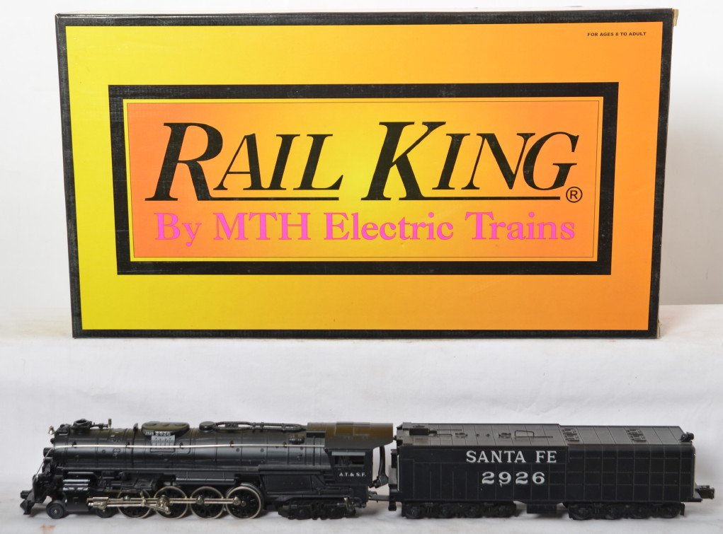 Railking Santa Fe Northern with Protosound: MTH Railking modern O gauge 30-1140-1 Santa Fe Northern in OB. Loco features Protosound, Protosmoke, Protocoupler, and more. Loco is C8 with run time. Locomotive has also been upgraded with a BCR batt
