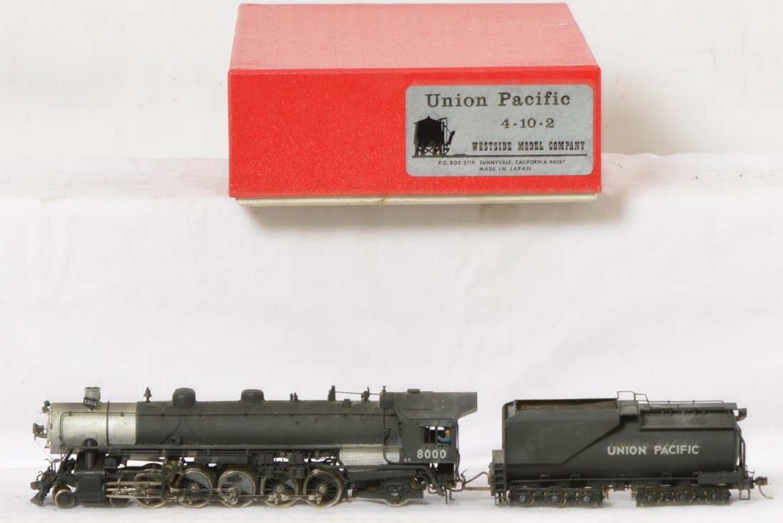 Westside Models Union Pacific 4-10-2 steam locomotive: Westside Model Company HO brass Union Pacific 4-10-2 steam locomotive in OB. C7-8 with some shelf dust and two very small spots on the cab roof. Loco is painted and weathered.