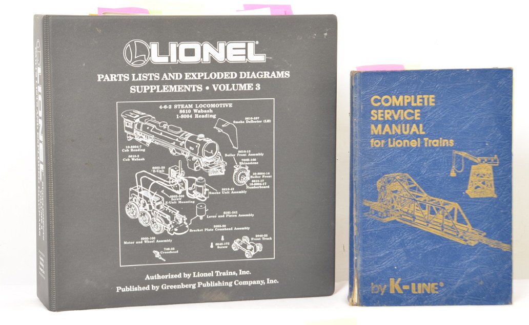 Lionel Parts Lists and Exploded Diagrams Supplements...: Lionel Parts Lists and Exploded Diagrams Supplements, volume 3 and K-Line complete service manual for Lionel Trains. Both show wear, but are in excellent used condition. Perfect for the guy who is goi
