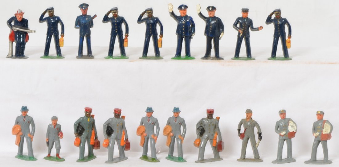 Diecast lead figures, Barclay, Lincoln Logs, others....: Large group of diecast lead figures, Barclay, Lincoln Logs, Manoil?, others? Some figures are in original paint, some are repainted. Please view our photographs for the best description and as to the 