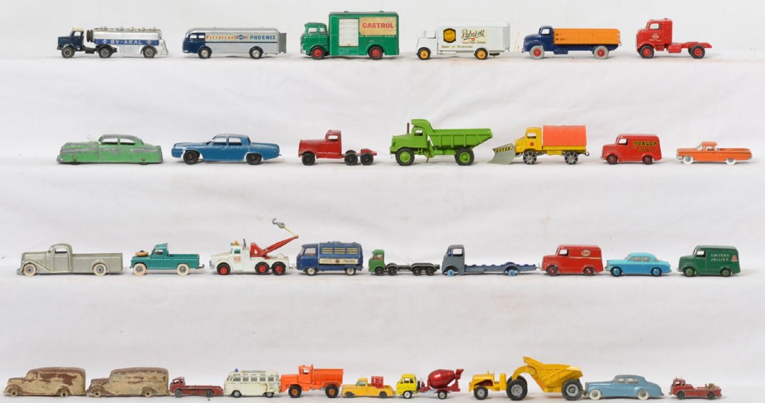 Huge group of Hubley, Tootsietoy, Dinky, Winross...: Huge group of Hubley, Tootsietoy, Dinky, Winross, Lone Star, Solido, Corgi, Matchbox, Marklin, Ralstoy, and others, diecast toy cars and trucks. Some repainted, some touched up, some oxidation, some m