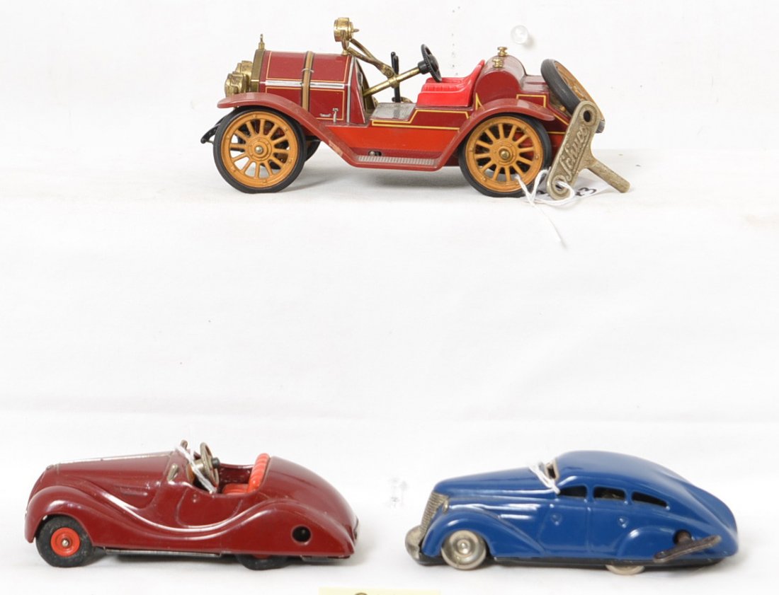 Schuco 1010 2002 & 1225 Wind Up Cars: All three cars are in nice shape with each having a Schuco key. The 1225 is missing the small windshield and has some tarnishing to the brass parts. The 2002 is missing the windshield but has very nic