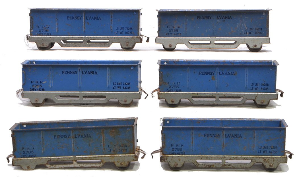 Marx 6-Steel Blue 2785 PRR Hopper Floor Toys: Marx six steel blue 2785 Pennsylvania hopper floor toys, C4-5.