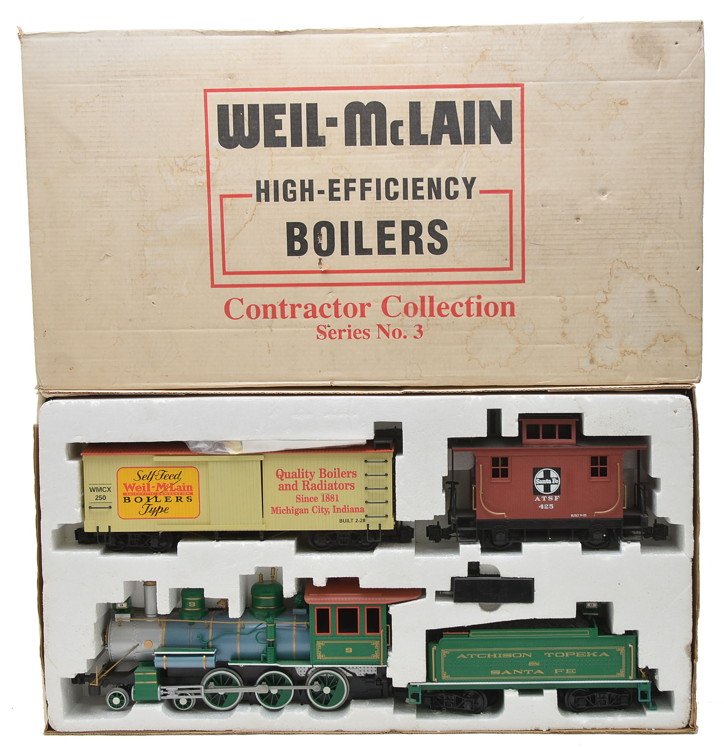 Bachmann Big Haulers Weil McLain Train Set: Bachmann Big Haulers G gauge Weil-McLain Contractor Collection Series no. 3 train set complete in OB, C7.