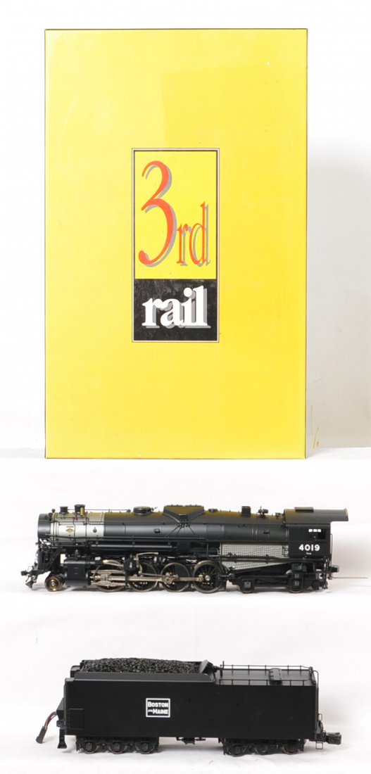 3rd Rail Boston and Maine 2-8-4 Berkshire: 3rd Rail brass modern O gauge Boston and Maine 2-8-4 Berkshire steam locomotive in OB. Cab number is 4019. Loco features TMCC, Railsounds, Electrocoupler, fan driven smoke unit and much more. Loco is