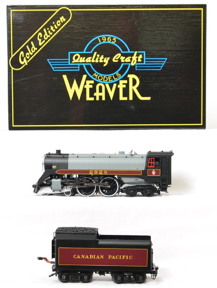 Weaver Canadian Pacific 4-4-4 Jubilee with TMCC: Weaver modern O gauge Canadian Pacific 4-4-4 Jubilee steam locomotive in OB. Loco is brass construction. Loco features TMCC, Railsounds, Electrocoupler, fan driven smoke unit and much more. Loco is C8