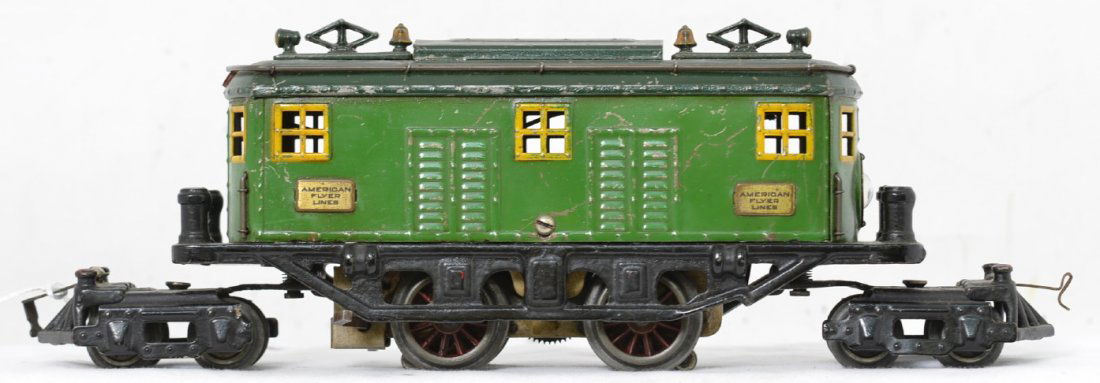 American Flyer prewar narrow 3020 4-4-4 locomotive: American Flyer prewar narrow gauge 3020, 4-4-4 box cab electric locomotive in nice shape. It does have some play wear and scratches but is all there and all original. Wheels turn freely and it might e