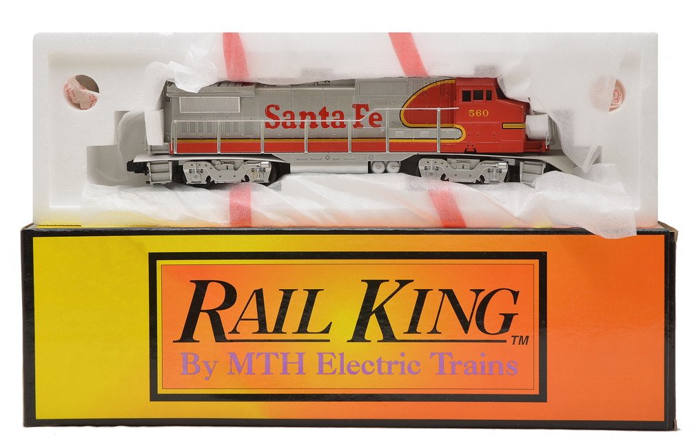 RK by MTH RK-2004 SF Dash-8 3-Rail Diesel LN OB: Rail King by MTH RK-2004 Santa Fe Dash-8 3-rail diesel in OB, C8.