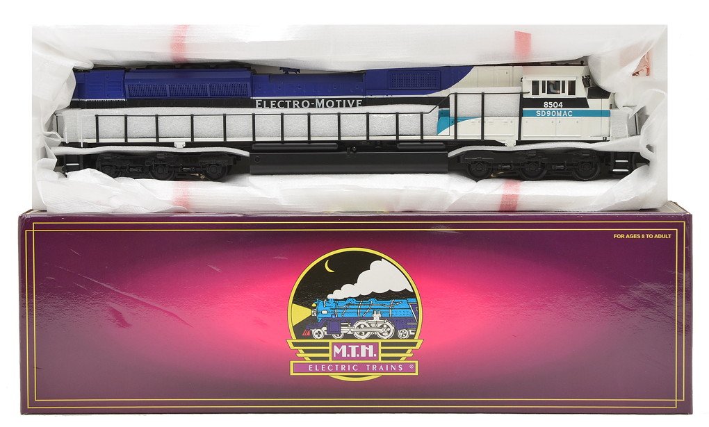 MTH 20-2184-1 EMD Demo SD-90 Diesel MIB: MTH 20-2184-1 EMD Demo SD-90 3-rail diesel engine cab no. 8504 with Proto-Sound in OB. The diesel has been test run, C9.