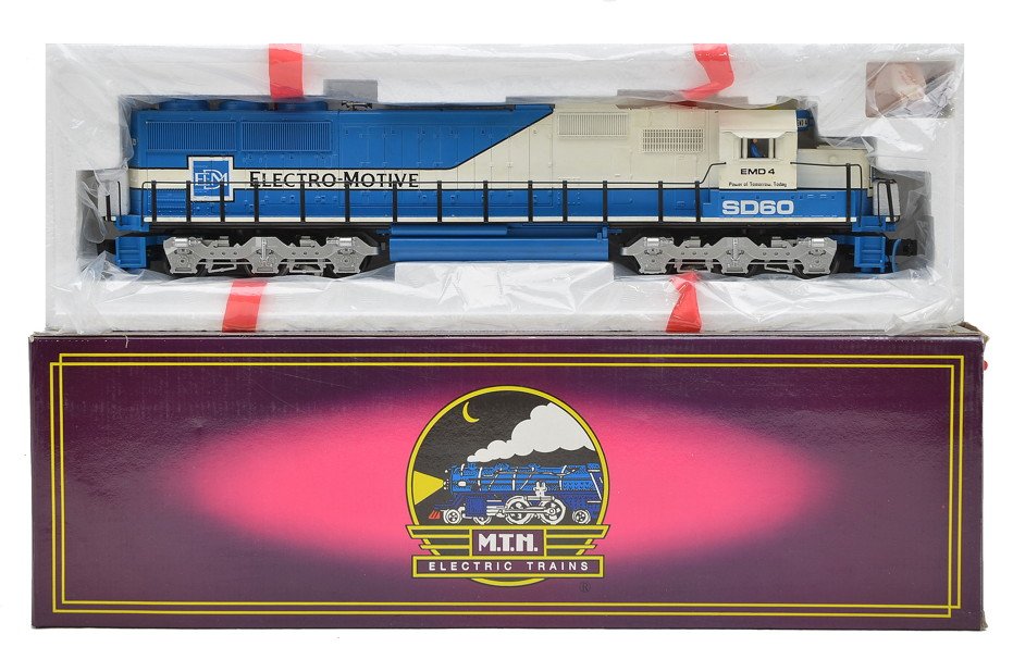 MTH MT-2119LP EMD Demo SD-60 Diesel LN OB: MTH MT-2119LP EMD 3-rail demonstrator no. 4 SD-60 diesel with Proto-Sound in OB. The diesel has been test run, C8.