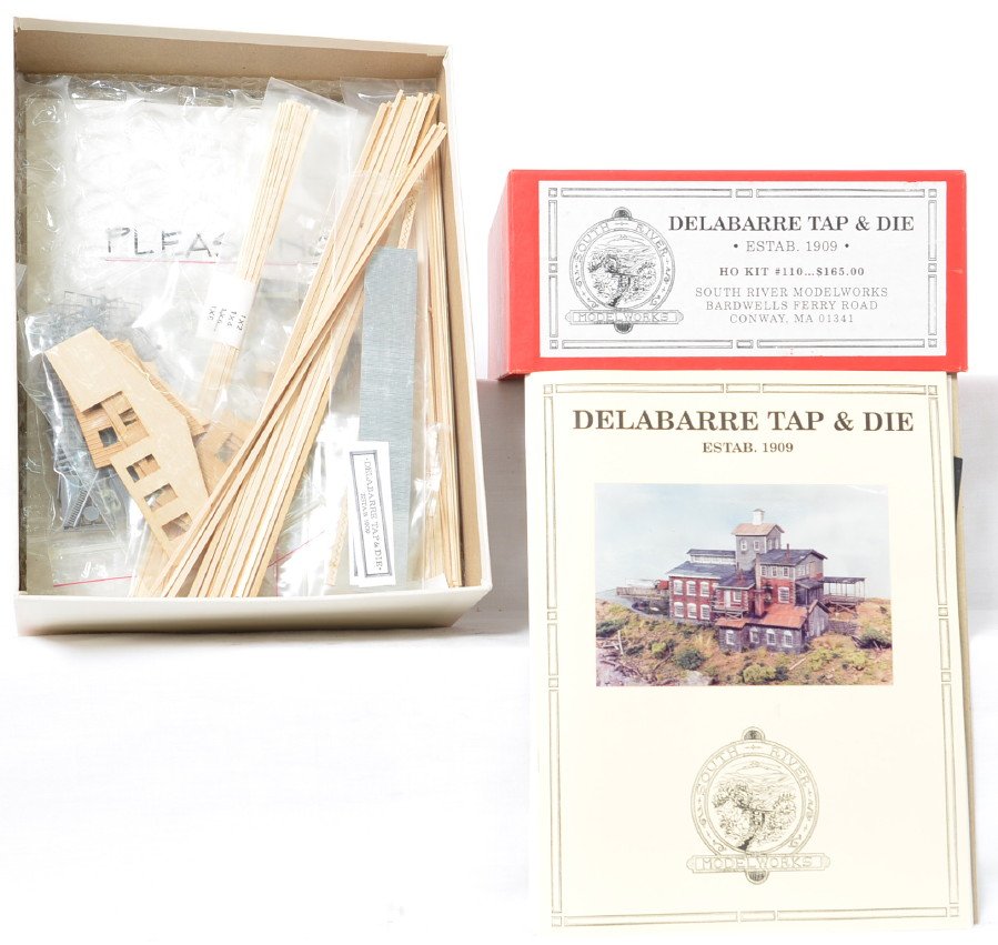 South River 110 Delabarre Tap and Die kit: South River Modelworks modern HO building kit in OB. Kit is number 110 Delabarre Tap and Die. Kit is C10 unused condition.