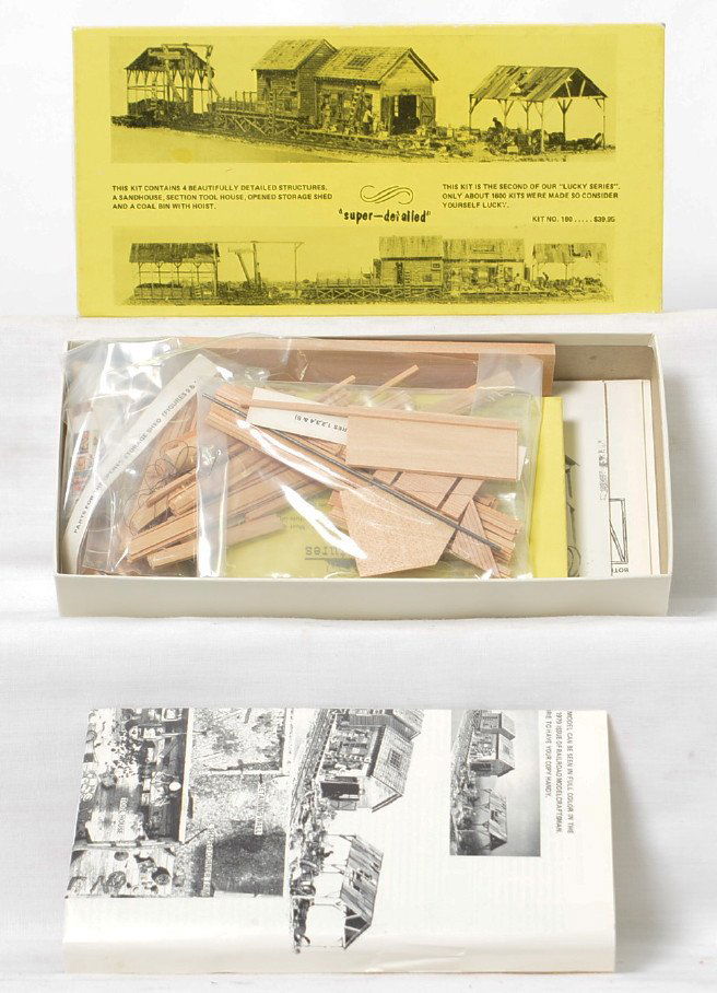 Fine Scale Miniatures 180 Sand House kit: Fine Scale Miniatures modern HO building kit in OB. Number 180 Sand House kit is C10 with sealed bags and metal parts.