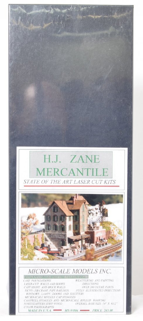 MIcro Scale HO HJ Zane Mercantile Kit: Micro Scale HO MS-W004 HJ Zane Mercantile Kit in OB. Kit is factory sealed in plastic C10.
