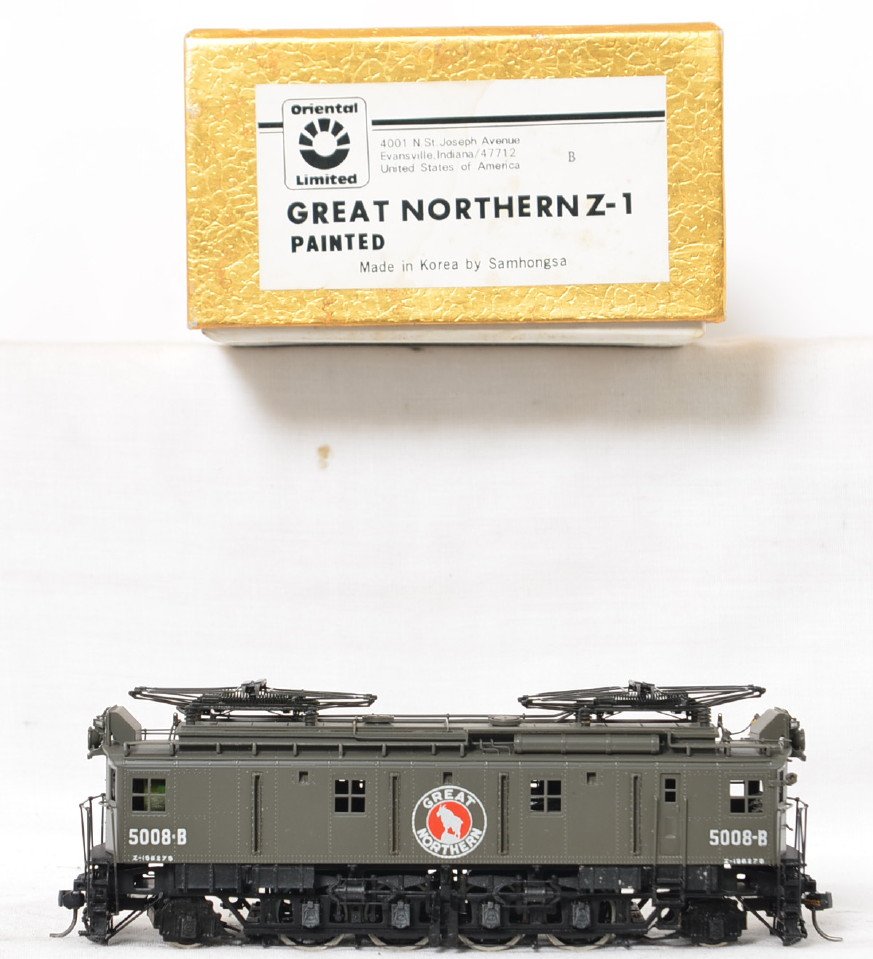 Oriental Limited Great Northern Z-1 electric locomotive: Oriental Limited modern HO brass Great Northern Z-1 electric locomotive in OB. Cab number is 5008-B. Loco is clean C8-9 with very light run time.