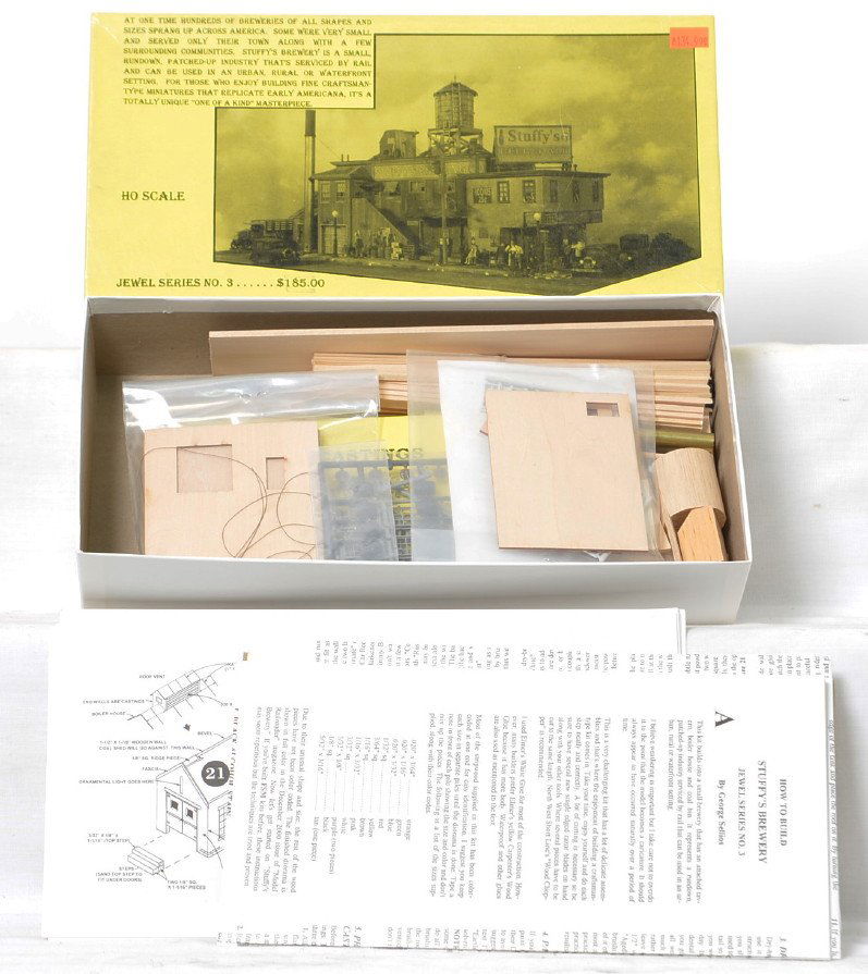 Fine Scale Miniatures No. 3 StuffyÃ•s Brewing Co.: Fine Scale Miniatures modern HO building kit in OB. Kit is Jewel Series No. 3 StuffyÃ•s Brewing Co. Kit is new in box C10 with bags sealed. OB has some light wear and two small pieces of tape.