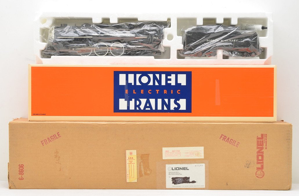 Lionel 8606 B&A Hudson Loco MINT Boxed: Lionel 8606 Boston & Albany Hudson loco and tender in OB with outer shipping carton, circa 1986. The Hudson has never been run, C9-10.