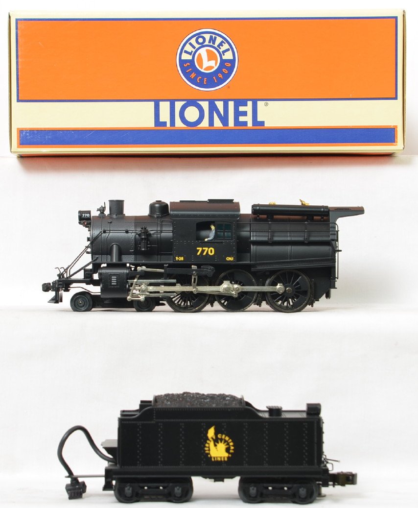 Lionel Jersey Central camel back conventional: Lionel modern O Gauge Jersey Central camel back steam locomotive in OB. 18097 conventional version featuring signal sounds, firebox glow, smoke and much more. Loco is C8 condition with light run time.