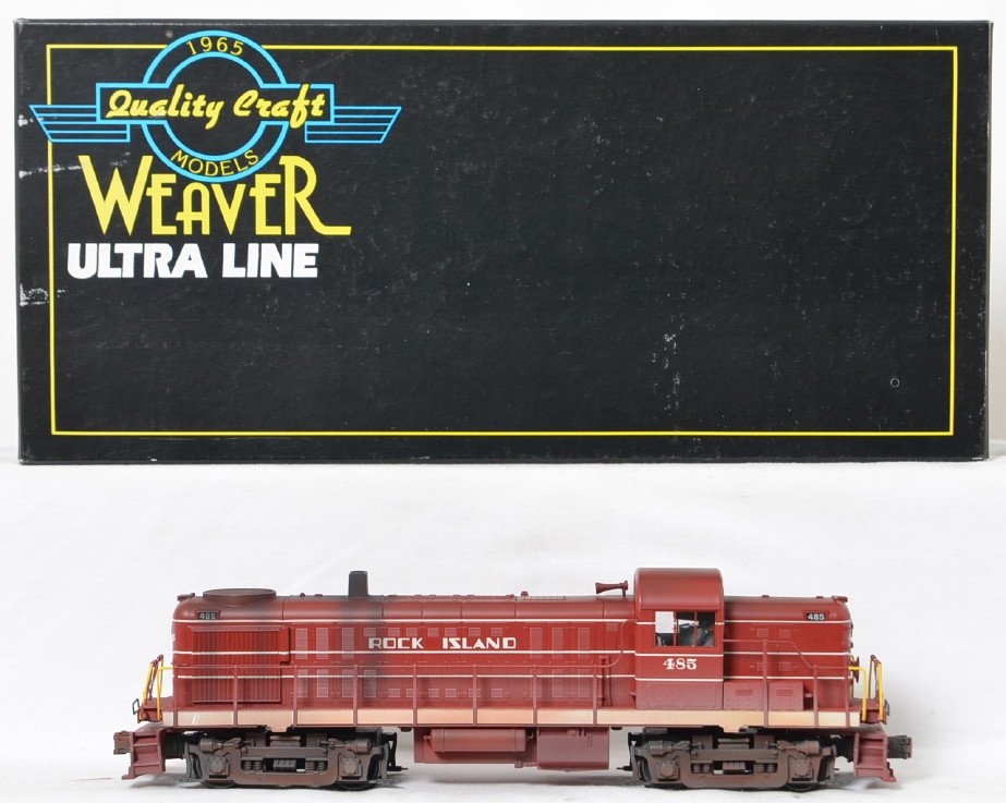 Weaver weathered RS-3 with TMCC: Weaver modern O gauge U5555LP Rock Island RS-3 diesel locomotive in OB. Loco is custom weathered and looks great. Loco features TMCC, Railsounds, Electrocouplers, and much more. Loco is C8 with run ti