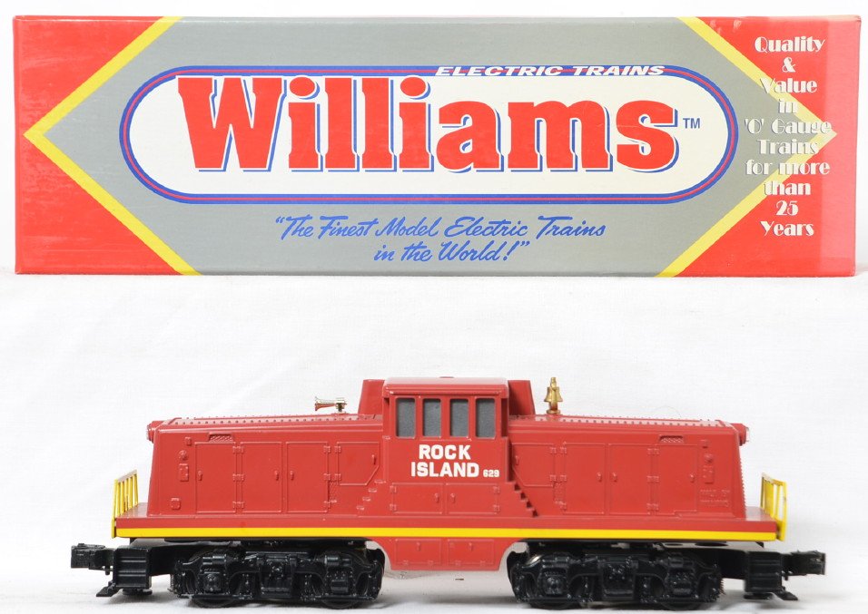 Williams Rock Island 44 tonner locomotive: Williams modern O gauge T44-08 Rock Island 44 tonner switcher in OB. Locomotive features True Blast II horn and bell. C8.