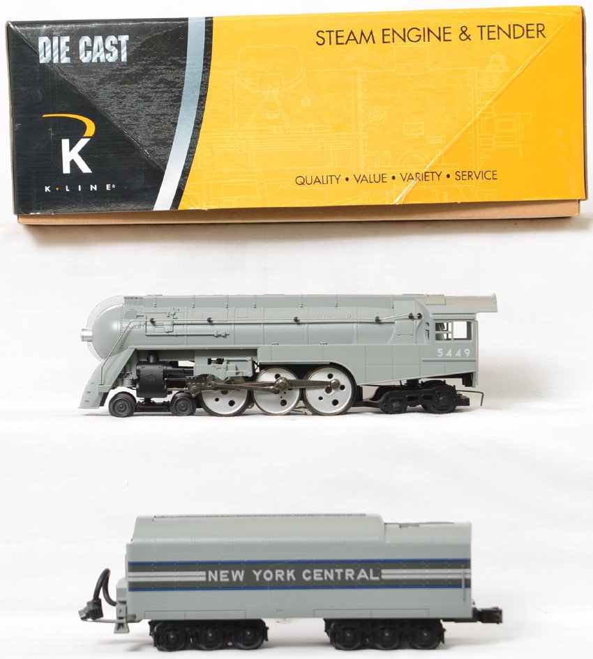 K Line New York Central Empire State loco with TMCC: K Line modern O gauge New York Central Empire State Express Dreyfuss Hudson steam locomotive in OB. Catalog number is believed to be 3270-0002. Loco features TMCC, Railsounds, Electrocoupler, smoke un