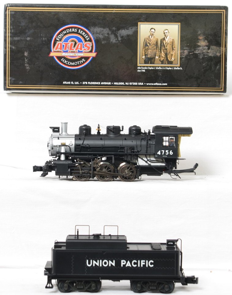 Atlas O Union Pacific USRA 0-6-0 with TMCC: Atlas modern O gauge 1704-2 Union Pacific USRA 0-6-0 steam locomotive in OB. Loco features TMCC, Railsounds, Electrocoupler, fan driven smoke unit and much more. Locomotive is C8 with run time. OB has