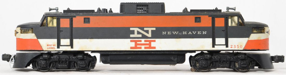 Lionel Postwar O gauge 2350 New Haven EP-5 electric: Lionel Postwar O gauge 2350 New Haven EP-5 electric with nose decal. There is a lot of mildew on the roof and noses as well as some yellowing on the sides that will need to be cleaned up. if this can