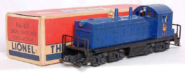 Lionel 621 Jersey Central switcher in OB: Lionel 621 Jersey Central switcher, C7. 621X OB has all flaps, no inserts, C7.